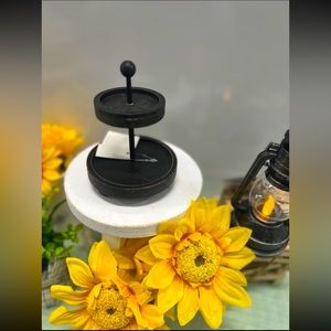 Farmhouse Mini black tiered Tray decor 5.5”H